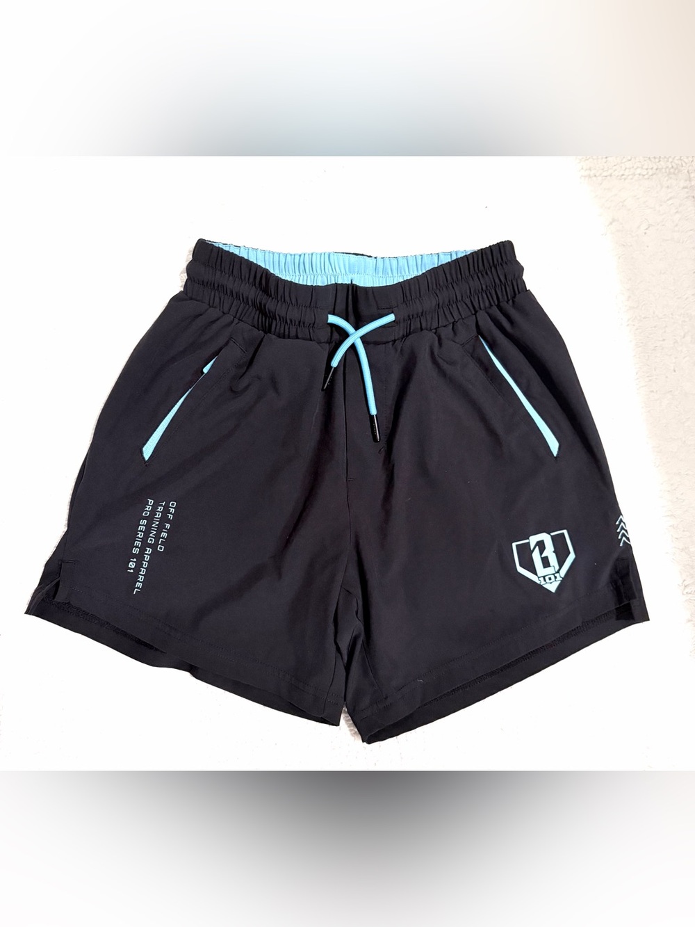 Baseball lifestyle 101 Boys’ 5” Shorts with Light Blue Trim